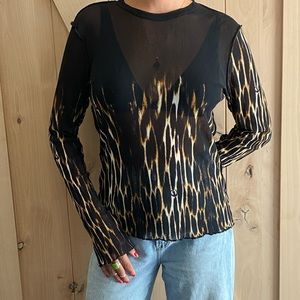 Roberto Cavalli JUSTcavalli mesh long sleeve sz lg